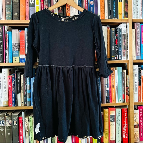 Cat&Jack Black Metallic Gold Snowflakes Holiday Winter Knit Dress, Sz 14 16 - Picture 6 of 8